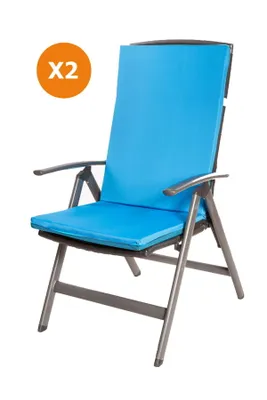 Produktbild von Stuhlkissen 2er set | Sitzkissen 110x47x4cm Blau | sitzkissen stuhl | stuhlkissen outdoor | sitzkissen hochlehner