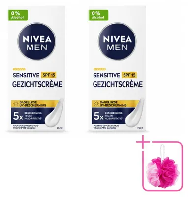 Imagen del producto de 2 unidades de crema facial para piel sensible NIVEA MEN con SPF 15 - 75 ml - Paquete económico