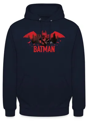 Produktbild von Spreadshirt Batman Mit Fledermäusen Und Rotem Batman-Logo Uni Hoodie, M, Navy