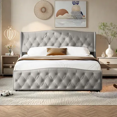 Immagine prodotto di Letto matrimoniale Fortuna Lai 140x200 cm con rete a doghe e giroletto - Letto funzionale idraulico con testata regolabile in altezza, velluto