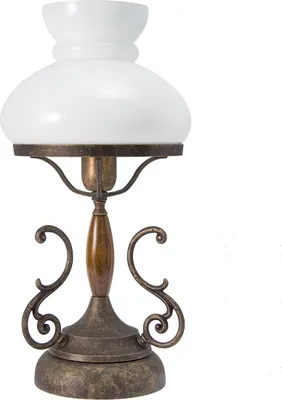 Produktbild von Tischleuchte E27 30 cm Weiß Bronze Glas Echt-Messing Tischlampe