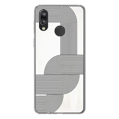 Produktbild von MuchoWow® Handyhülle Schutzhülle Hülle für Huawei P20 Lite (2020) Kunst - Schwarz - Weiß - Linie Silikon Softcase Handy Hülle - Kartenhalter