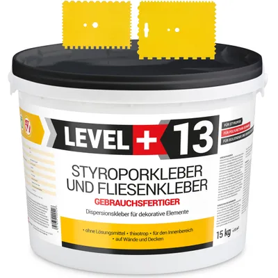 Produktbild von SET Styroporkleber 15kg Dispersionkleber Polymerbasis + 2St. Zahnspachtel RM13
