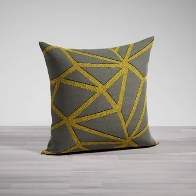 Produktbild von Kissen von Lysel® - gelb-grau Nioni 38x38cm, synthetisches Mischgewebe Dekokissen #1W