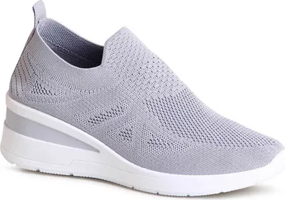 Produktbild von topschuhe24 2705 Damen Keil Sneaker Light Slipper, Farbe:Grau, Größe:38 EU