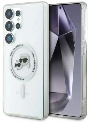 Obrázek produktu pro Pouzdro Karl Lagerfeld Button Karl & Choupette Heads Printed Logo MagSafe Samsung Galaxy S25 Ultra bílá