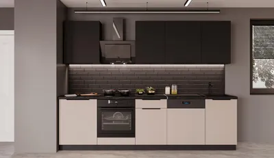 Produktbild von Küche ARONA + SIENA BASIC 280 cm Küchenzeile Küchenblock Einbauküche Kaschmir beige matt + Schwarz matt