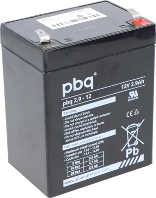Obrázok produktu pre Olovená batéria PBQ 2,9-12, 12 V 2,9 Ah, s 4,8 mm kontaktmi Faston