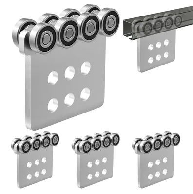 Obrázok produktu pre VEVOR, 4 kusy konzolových vozíkov s nosnosťou 1361 kg, podvozok s 8 kolesami a dvojitými ložiskami, ručný vozík z uhlíkovej ocele určený pre nosné profily od 41 mm výšky, konzolový vozík pre dielne, sklady, staveniská a garáže