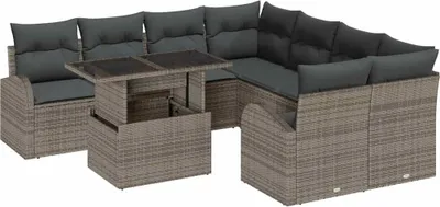 Obrázek produktu pro vidaXL Zahradní set sedaček, 9 kusů, šedá barva, polyratan