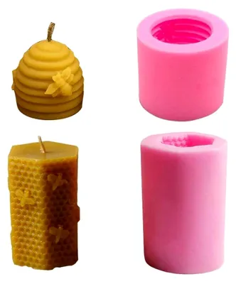 Produktbild von Silikonform für 3D-Bienenstöcke, geeignet für die Herstellung von Bienenwachs-Kerzen, Seife, Handlotion, Kreide, Wachs, Schmelzstäben, 2 Stück