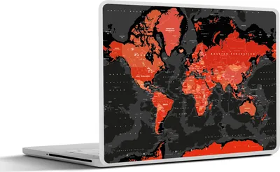Produktbild von MuchoWow® Laptop Aufkleber Sticker Cover Weltkarte - Rot - Schwarz - Kind - Kind - Mädchen 25x18 cm - Laptop-Deko