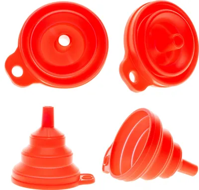 Image de Entonnoir en silicone rouge pliable, universel, durable, facile à ranger