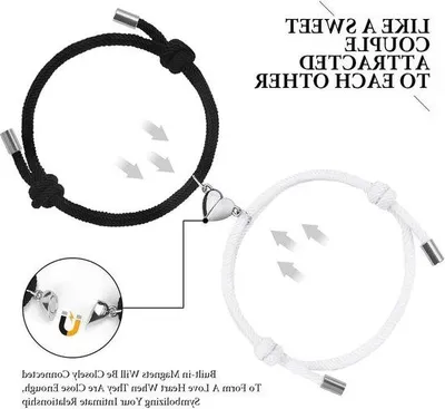 Produktbild von Magnetische Armbänder für Paare - verstelbare, geflochtene Kordel - Geschenk für Frauen und Männer - F Steen