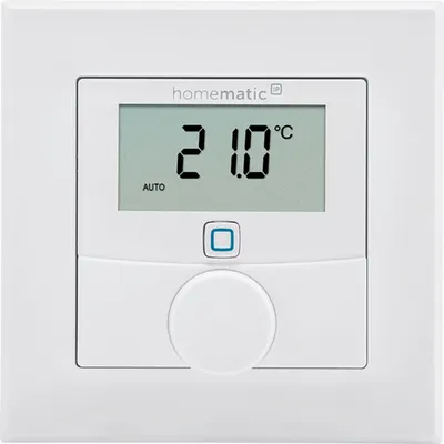 Obrázek produktu pro Bezdrátový pokojový termostat s čidlem vlhkosti HmIP-WTH-1, bílý, na baterie, 86 x 86 x 23,5 mm