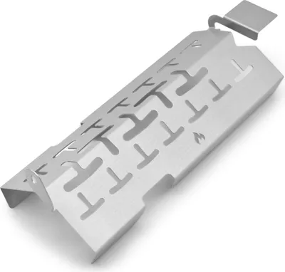 A stainless steel grill accessory on a white background.