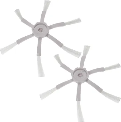 Produktbild von vhbw 2x Seitenbürste kompatibel mit Roborock S5 Max, E4, Q7, S4, S5, S50, S51, S55, S6, S6 MaxV Saugroboter - Reinigungsbürsten Set, weiß, 6-armig