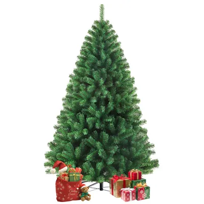 Produktbild von Künstlicher Weihnachtsbaum tannenbaum 180 cm mit 900 Zweigen – Dichte PVC-Nadeln, Stabiler Metallfuß & Inklusive Lichterkette