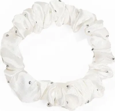 Immagine prodotto di Scrunchie in raso plissettato con effetto diamante - bianco puro, glamour