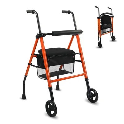 Produktbild von Mobiclinic, Gehhilfe, Nerón, , Rollator, 2 Vollgummireifen, Höhenverstellbar, Mit Sitz und Rückenlehne, Korb, Aus Stahl, Stabil, Schmal, Orange