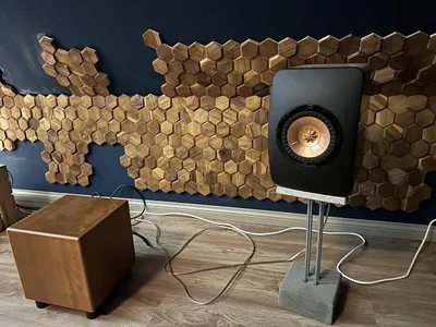 Productafbeelding van Teakea - Hexagon Teak Plakhout 3D Naturel 30x26x2 cm - Houten Wandpaneel met 3D Effect