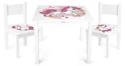 Produktbild von Bayagu Kindertisch mit 2 Stühlen zum Zeichnen und Spielen 60x60x49cm