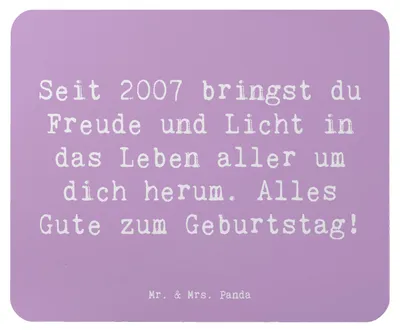 Produktbild von Mr. & Mrs. Panda Mouse Pad Spruch 2007 Geburtstag - Lavendeltraum - Geschenk, Geburtstagsgeschenk, pc mousepad, Leben, Happy Birthday, Mauspad, Alter, Freude, mousematte