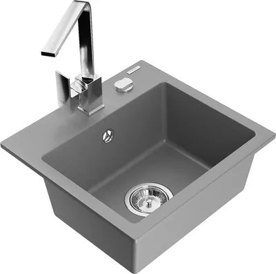Produktbild von Mexen Milo 1-Becken-Granit-Spüle mit Mischbatterie Rita, Grau - 6505-71-670300-00