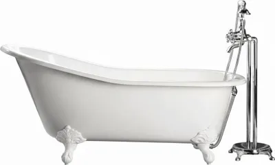 Produktbild von Freistehende Gusseisen Badewanne ASHFORD Füße WEISS 138 cm