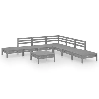 Produktbild von 8-tlg. Garten-Lounge-Set Massivholz Kiefer Grau