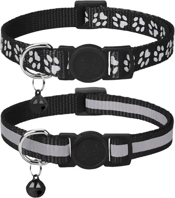 Produktbild von Katzenhalsbänder mit Glöckchen – 2 Stück – reflektierend – Sicherheitsverschluss – Nylon – 19-32 cm
