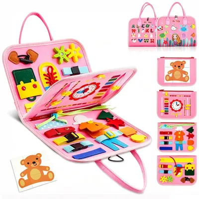 Produktbild von Montessori Busy Board aus Filz, Förderung Konzentration und Feinmotorik, ab 1 Jahr, Lernspielzeug für Kinder