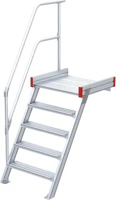 Produktbild von Euroline 511 Podesttreppe 60° 600mm Stufenbreite 5 Stufen Alu gerieft