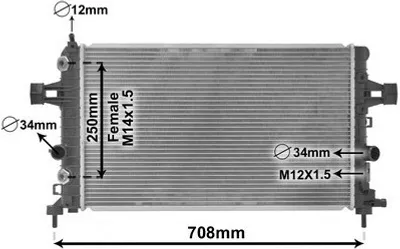 Produktbild von VAN WEZEL 37002482 Kühler Wasserkühler Motorkühler für OPEL ZAFIRA B (A05) Astra H Caravan (A04) Astra H Schrägheck (A04) Astra H GTC (A04)