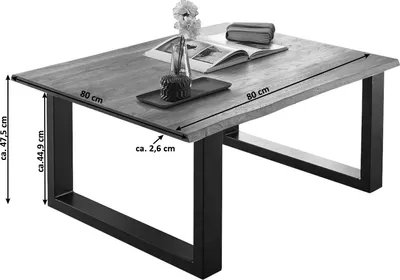 Produktbild von Couchtisch Baumkante 80x80 cm Wildeiche schwarz matt SESSA