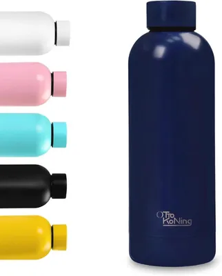Doppelwandige Edelstahl-Wasserflasche 500 ml - Auslaufsichere Thermosflasche für kalte und warme Getränke