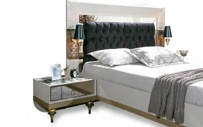 Produktbild von Luxus Bett mit Glas Elementen Doppel Betten Bettgestell Möbel 180x200