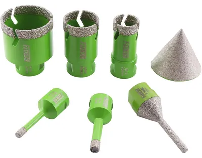 Productafbeelding van Diamantboormachine set, 7-delig, 6-50mm, met spindelboor en adapter voor graniet en marmer