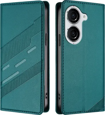 Produktbild von Hülle für Asus Zenfone 10, Kunstleder Brieftaschen Handyhülle mit Kartenfach und Standfunktion Grün
