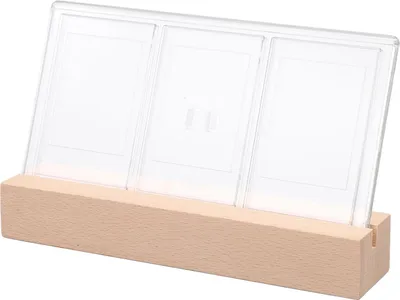 Obrázok produktu pre Okamžitý fotorámik s drevenou základňou, priehľadným akrylovým panelom, ozdobným 3-palcovým obrázkom