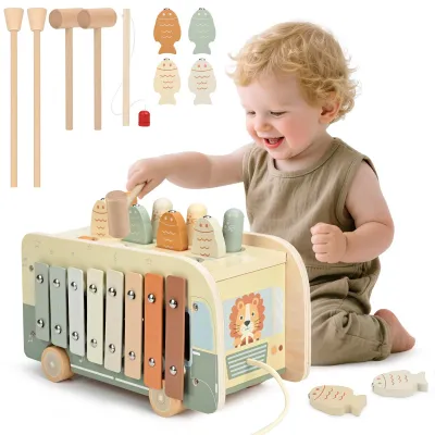 Produktbild von Hammer Spiel 7-in-1 - Montessori Spielzeug - Motorikspielzeug - Angelspiel - Xylofon - Sicherheitswarnung: Verwendung unter Aufsicht von Eltern