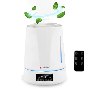 Produktbild von JUNG ALPINA Luftbefeuchter 4,3L Wassertank weiss, mit Fernbedienung, Aroma Diffuser Raumbefeuchter für alle Räume, Raumluftbefeuchter, Raumluft