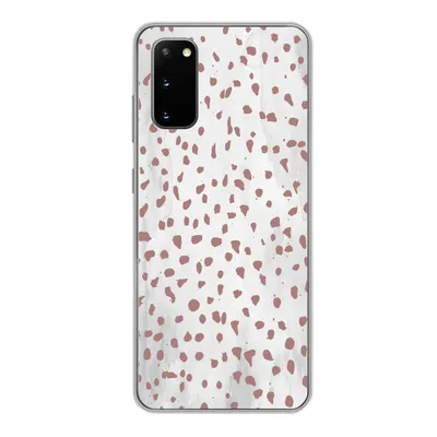 Produktbild von MuchoWow® Handyhülle Schutzhülle Hülle für Samsung Galaxy S20 Polka dots - Braun - Weiß Silikon Softcase Handy Hülle - Bild