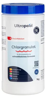 Produktbild von Ultrapool Chlorgranulat Pool Chlor für Schnellchlorung / Stoßchlorung 1 kg / 5 kg / 10 kg (1 x 1 kg)