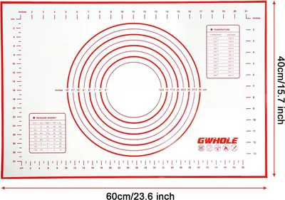 Produktbild von Silikonmatte Backmatte Silikon Teigmatte Wiederverwendbar Antihaft Rutschfest mit Messung, 60 x 40 cm
