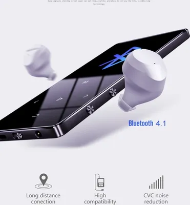 Obrázek produktu pro MP3 MP4 přehrávač s dotykovým reproduktorem s Bluetooth displejem a integrovaným HiFi přenosným rádiem Walkman /FM/ nahráváním černý