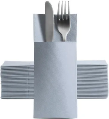 Produktbild von 1250 Softpoint Besteckservietten Bestecktaschen grau