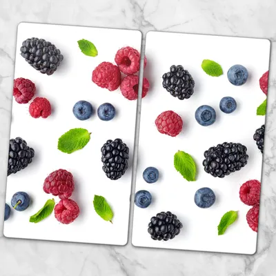Produktbild von Glas-Herdabdeckplatten Glaskeramikkochfeld-Abdeckung Spritzschutz Glas 2x30x52 cm - Obst