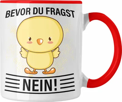 Produktbild von Trendation - Bevor Du Fragst Nein Tasse Geschenk Lustiger Spruch (Rot)