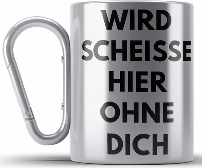 Produktbild von Trendation - Wird Sch Hier Ohne Dich Jobwechsel Edelstahl Tasse Karabiner Geschenk Kollege Kollegin Lustig Abschiedsgeschenk Sprüche Abschied Neuer Job Lustig (Silber)